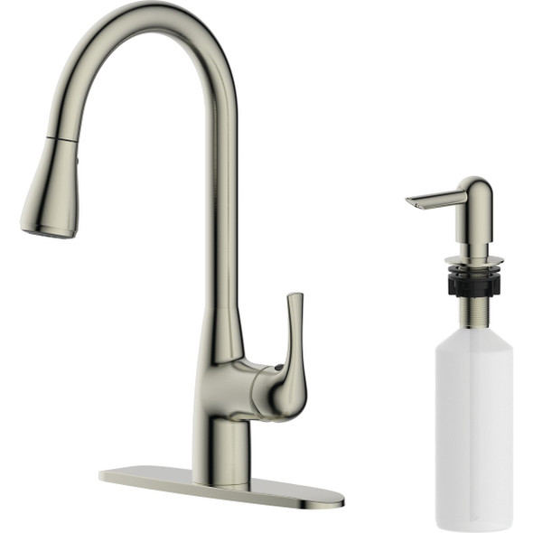 Style Built Heritage 1-Handle Hi Rise Kitchen Faucet, Brushed Nickel