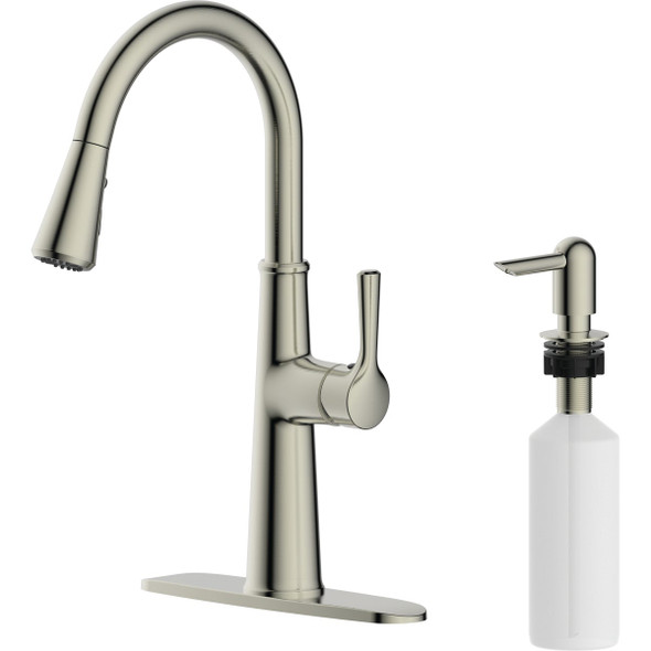 Style Built Heritage 1-Handle Kitchen Faucet with Side Spray, Brushed Nickel