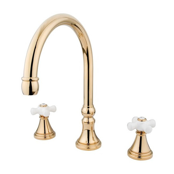 Kingston Brass Roman Tub Faucet, Polished Brass, Deck Mount KS2342PX