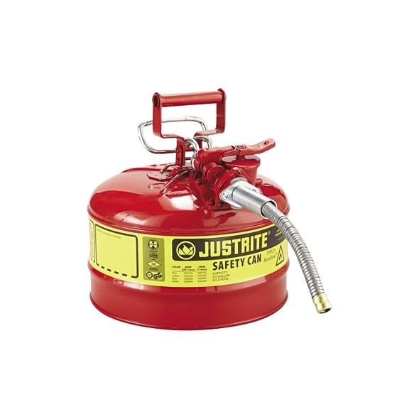 Type II AccuFlow™ Safety Can, Gas, 2.5 gal, Red, Includes 5/8 in OD Flexible Metal Hose