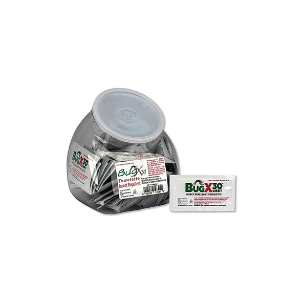 BugX30 DEET Wipe, 5mL, Packets, 50 per Box