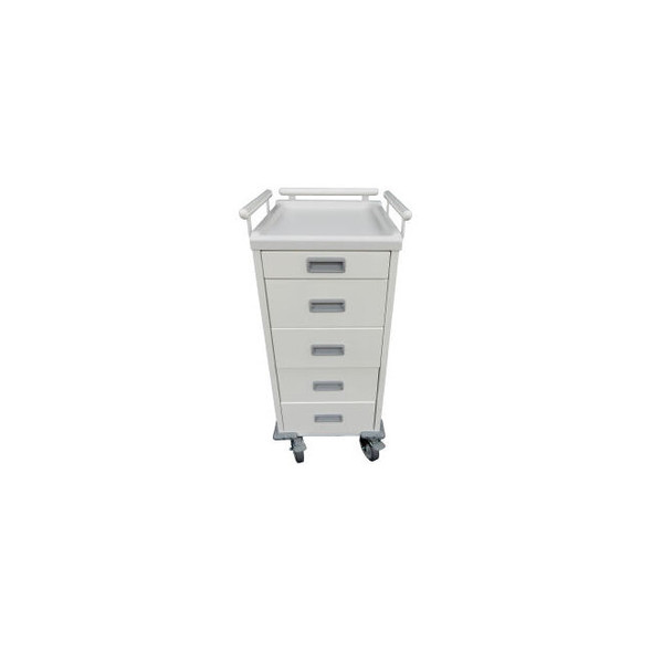 Global Industrial Medical Equipment Cart with 5 Drawers White