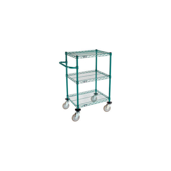Nexel 3 Shelf Push Cart Poly-Green24""W x 18""D x 40""H Poly Casters4 Swivel
