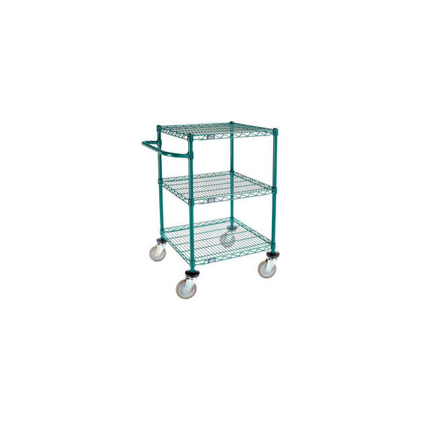 Nexel 3 Shelf Push Cart Poly-Green24""W x 24""D x 40""H Poly Casters4 Swivel