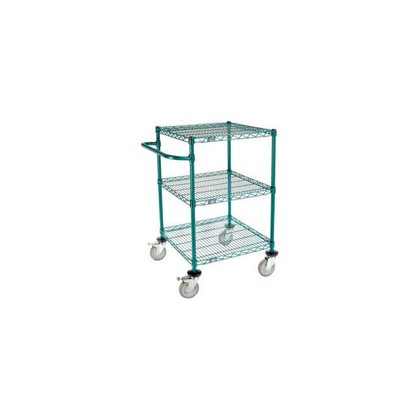 Nexel 3 Shelf Push Cart Poly-Green24""W x 24""D x 40""H Poly Casters4 Swivel 2 B