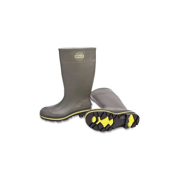 Pro™ PVC Boots, Steel Toe, Size 15, 15 in H, PVC, Gray with Black/Yellow Sole