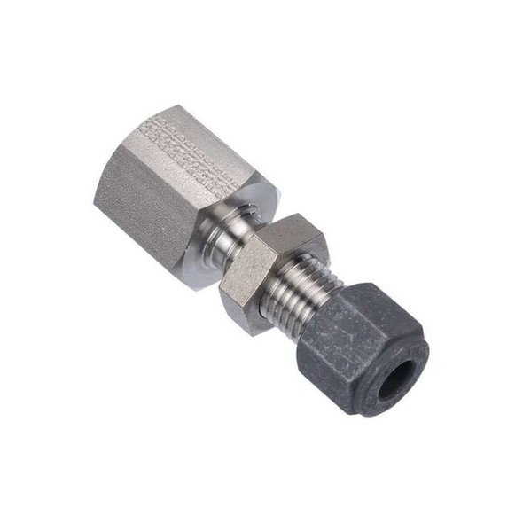 Parker 1/4" x 3/8" CPI x FNPT SS Female Bulkhead Connector 6-4 GH2BZ-SS