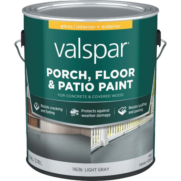 Valspar Light Gray Gloss Latex Porch, Floor & Patio Paint, 1 Gal.
