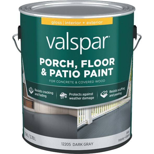 Valspar Dark Gray Gloss Latex Porch, Floor & Patio Paint, 1 Gal. 009.0012205.007