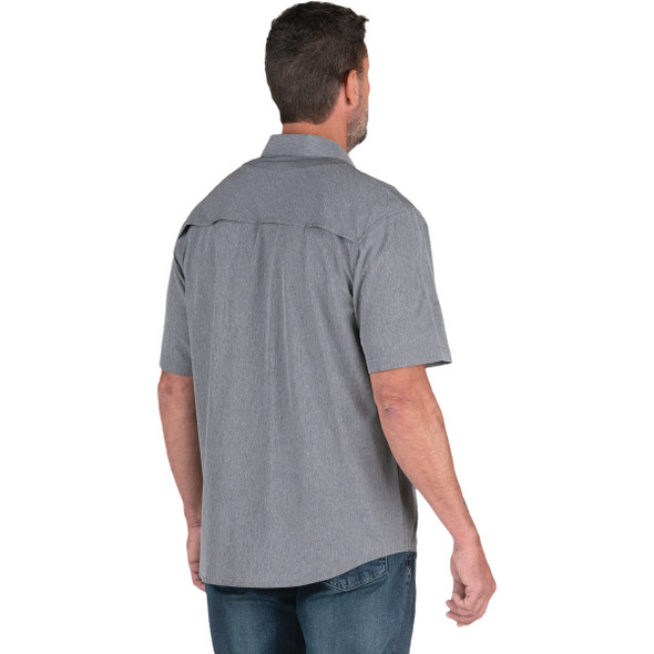 Berne Flex 2XL Black Heathered Short Sleeve UPF Button Down Shirt SH32BKHR520 748554