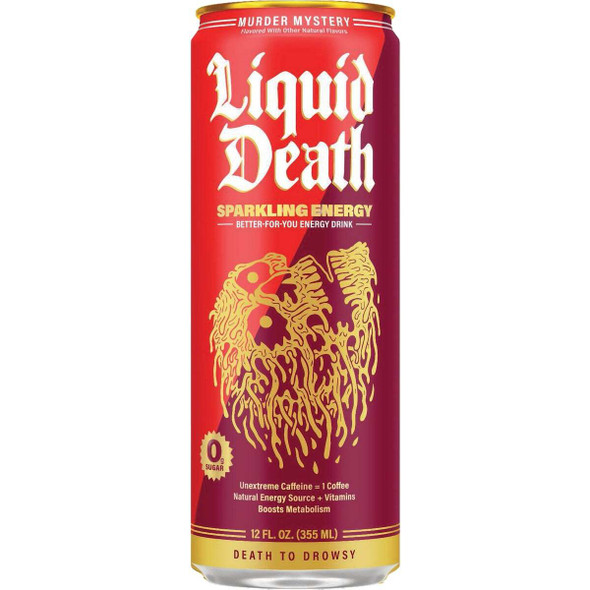 Liquid Death 12 Oz. Murder Mystery Sparkling Energy Drink 1200978 Pack of 12