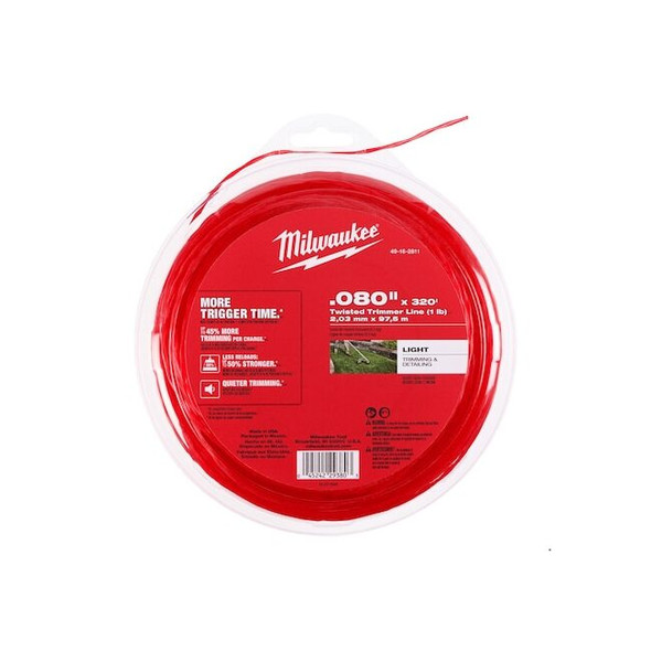 Milwaukee Tool String Trimmer Line,Red,1/16 in H 49-16-2811