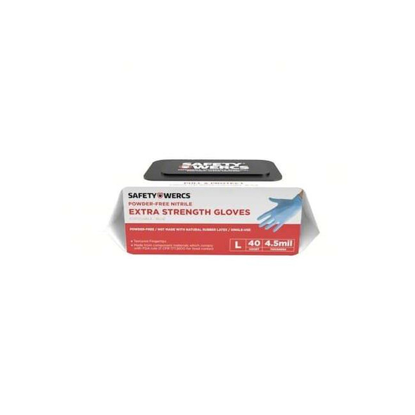Disposable Gloves, 3 mil Palm, Nitrile, Powder-Free, (AQL)1.5, 40 PK, Blue, L