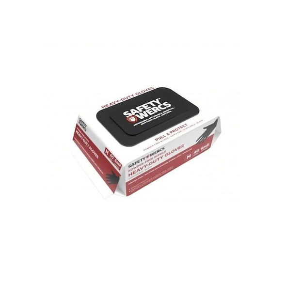 Safety Wercs Disposable Gloves, Black, M, PK40 SWBK6014M