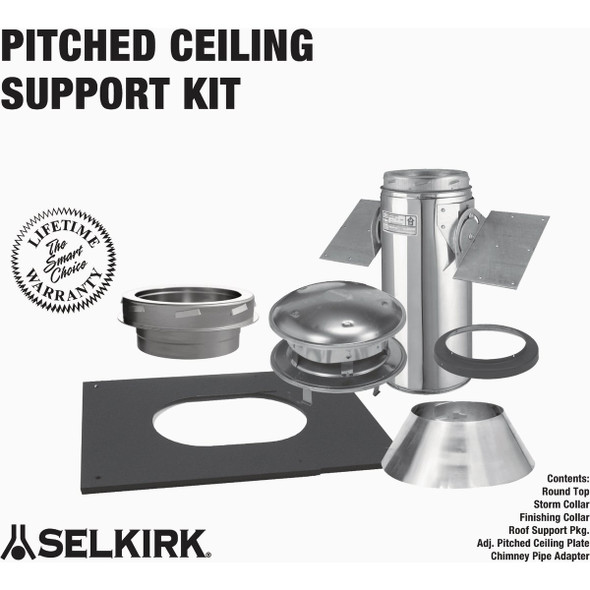 SELKIRK Sure-Temp 6 In. Stainless Steel Pitched Ceiling Chimney Support Kit 206494 455659