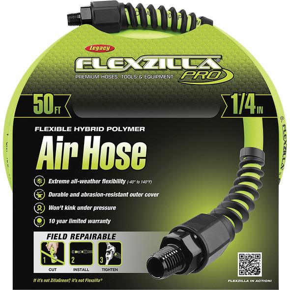 Flexzilla Pro Air Hose 1/4" 50' 1/4"MNPT HFZP1450YW2