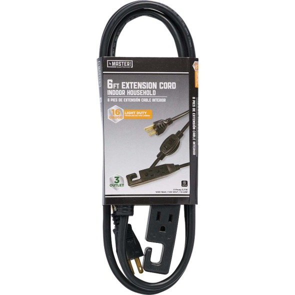 Master Electrician 6 Ft. 16/3 SJTW Black Indoor Extension Cord 04005-ME