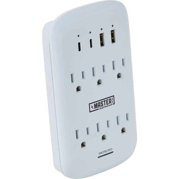 Master Electrician 6-Outlet White Right Angle Surge Strip with 6 Ft. Cord LTS 6A-3 565449