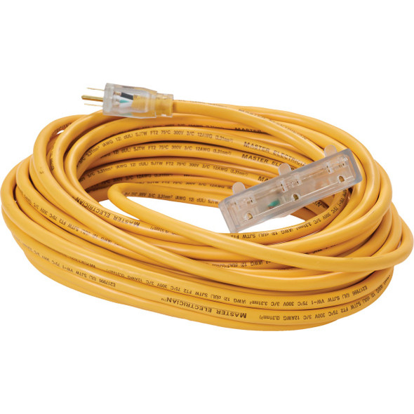Master Electrician 50 Ft. 3-Outlet 12-3 SJTW Yellow Extension Cord 04188-ME 556124