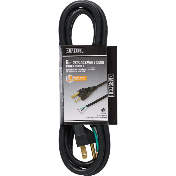 Master Electrician 6 Ft. 16/3 SJTW Power Supply Cord 09706-ME-08