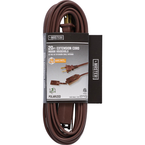 Master Electrician 20 Ft. 16/2 SPT-2 Brown Vinyl Cube Tap Extension Cord