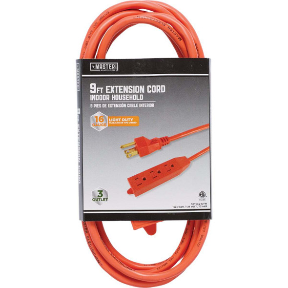 Master Electrician 9 Ft. 3-Outlet 16/3 SJTW Orange Appliance Cord Power Center