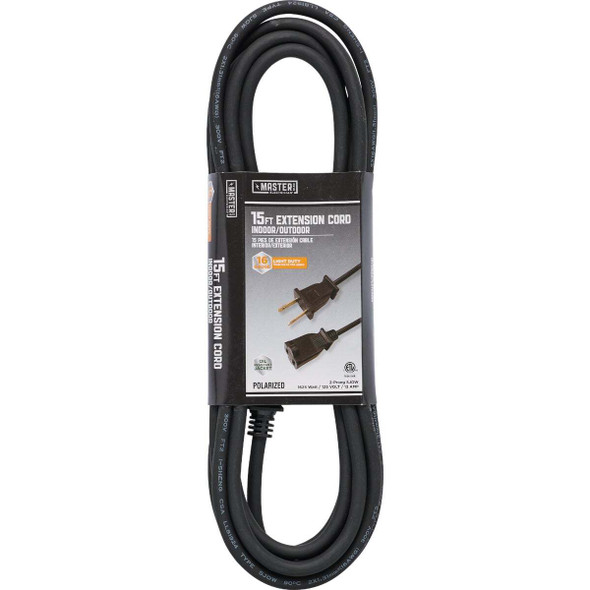 Master Electrician 15 Ft. 16/2 SJOW Black Round Extension Cord 02210-ME