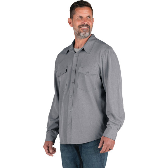 Berne Flex Medium Black Heathered Long Sleeve UPF Button Down Shirt SH34BKHR400