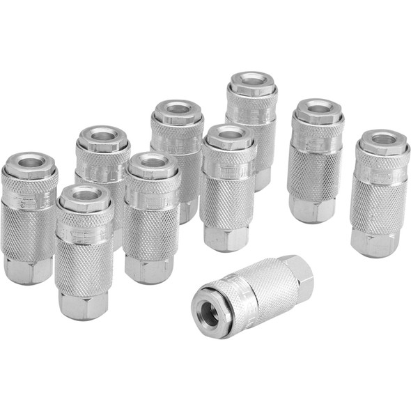 Air Coupler Steel L-Style Pneumatic Tool Fitting 1/4" NPT Female, 790 (Pack of 10) 790