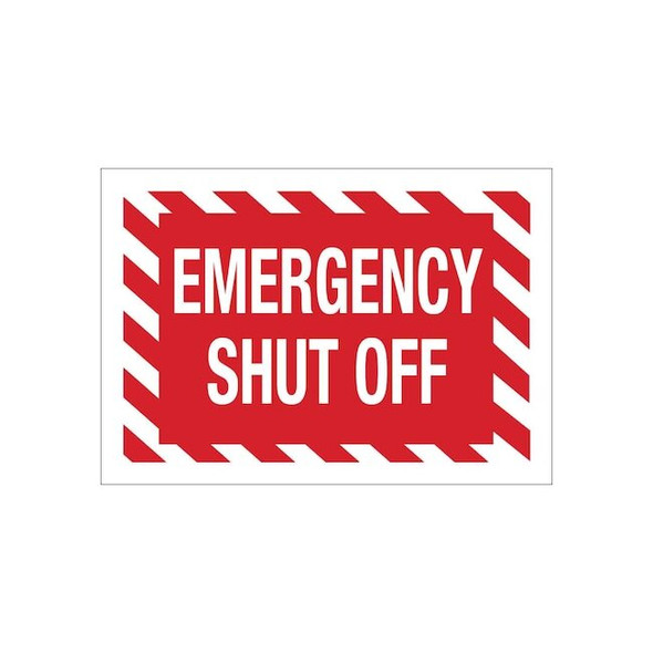Brady Emergency Shut off, 10" W x 7" H, Rectangle, Polyester, 90372 90372