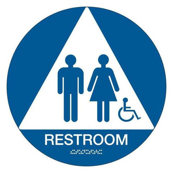 Brady Restroom, 12 in x 12 in, Circle, Plastic, 106184 106184