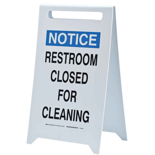NoticeRestroom Closed For Cleaning, 20 in x 12 in, Rectangle, Plastic, 47251