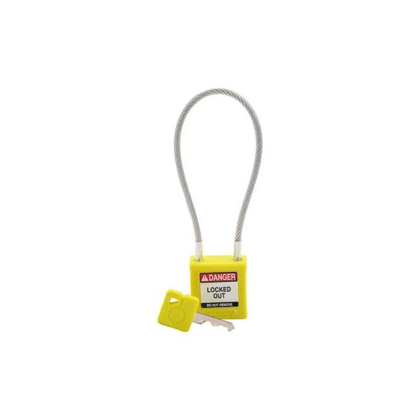 Velocity 8in Compact Cable Lockout Padlocks Nylon 4in Shackle Clearance KD YL