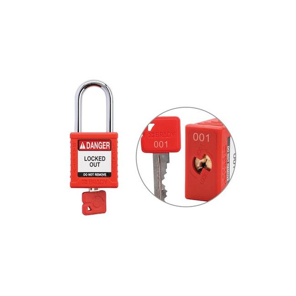 Keyed Alike Padlock Unique Set Nylon Red 1.5 in Steel Shackle Keycode 1
