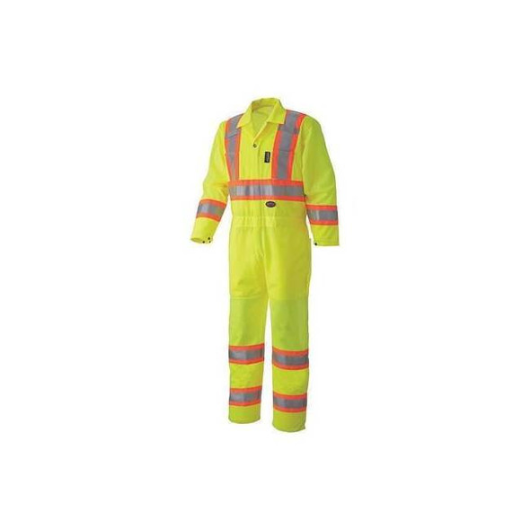 Pioneer Traffic Coverall, Hi-Vis, Yw, Polyester, XL V1070160U-XL