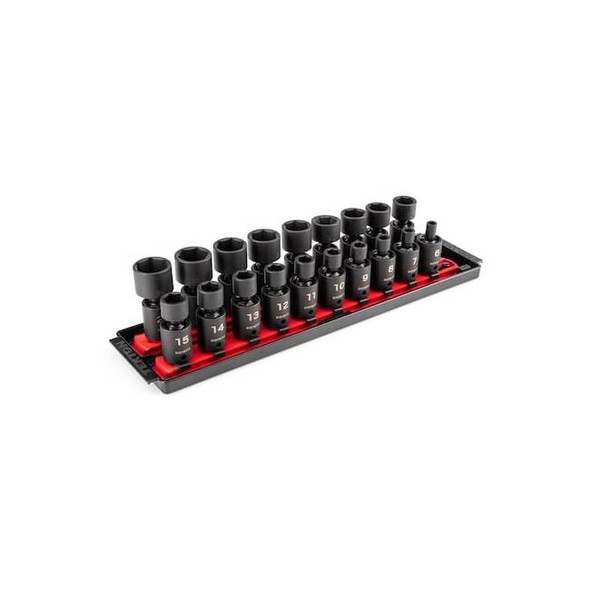 Tekton 3/8 in Drive Flex Impact Socket Set, Metric, 19 pcs SID97103