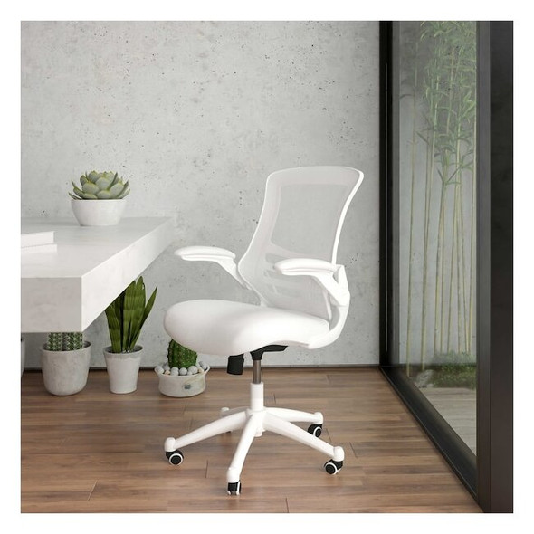 Desk Chair White Mesh Mid-Back Desk Chair, Mesh, White Mesh/White Frame