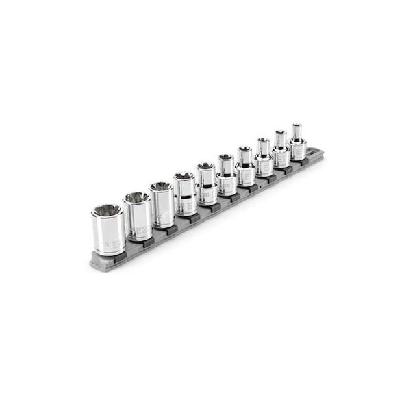 1/2 Inch Drive External Star Socket Set with Rail, 10-Piece E8-E24