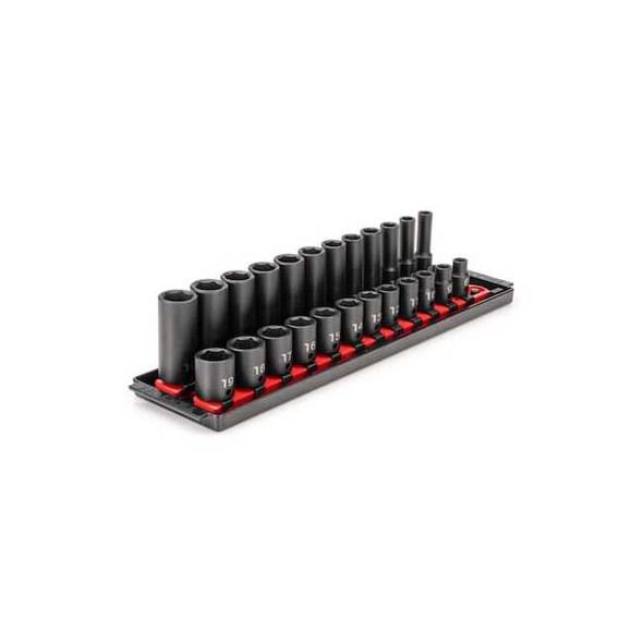 Tekton 3/8 in Drive Impact Socket Set, Metric, 24 pcs SID91209