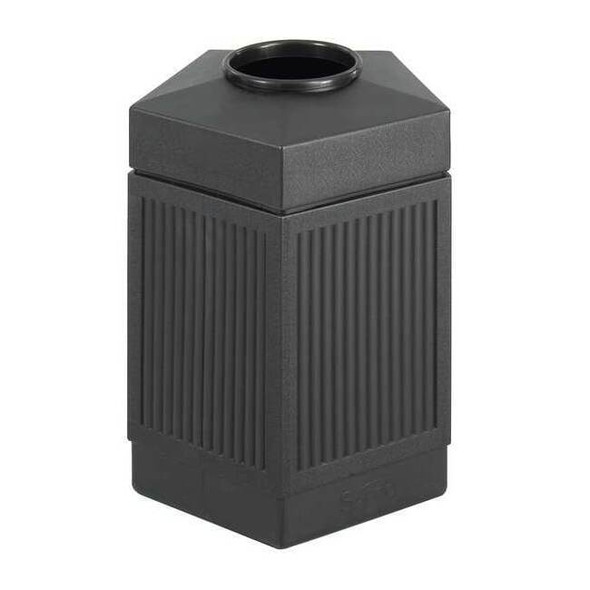 Safco Canmeleon 30 gal Pentagon Outdoor Can, Black, None, Plastic, 18 in 9485BL