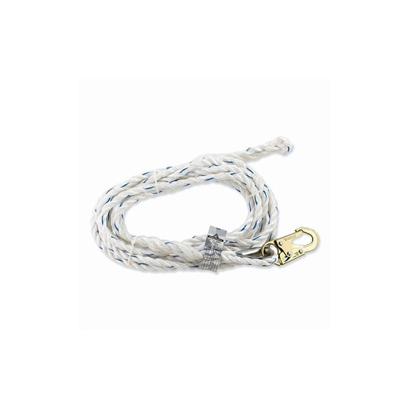 Verticle Lifeline, 25 ft, Steel Snap Hook, 310 lb