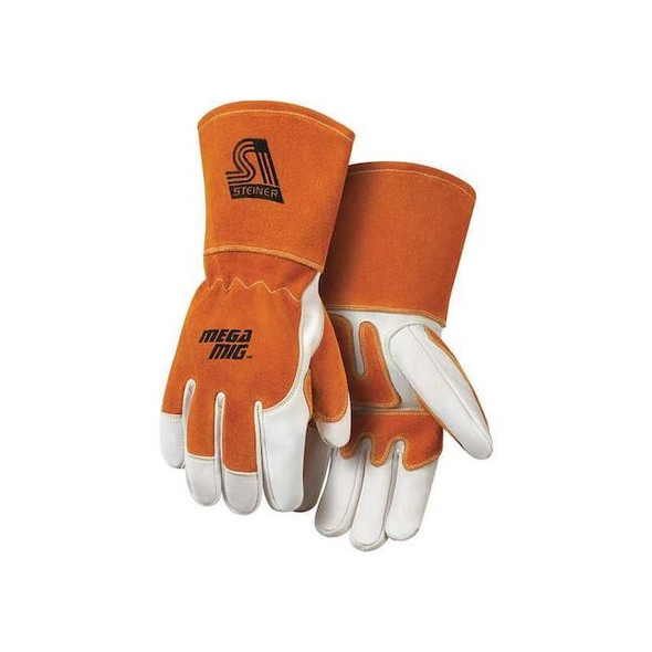 MegaMIG Welding Gloves, Gauntlet Cuff, Wing Thumb, Premium Cowhide, L, 1 PR