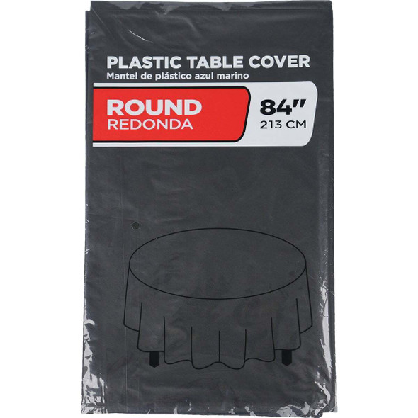 84 In. Black Round Plastic Table Cover WM00977255