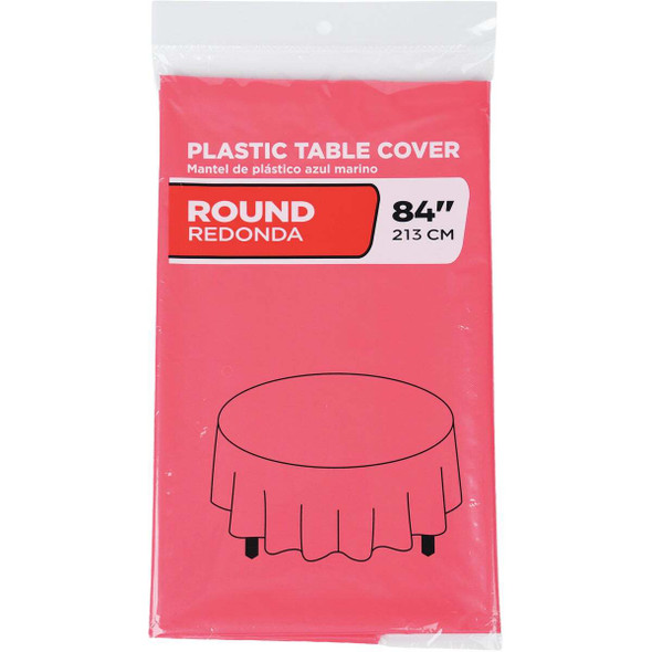84 In. Red Round Plastic Table Cover WM00977753