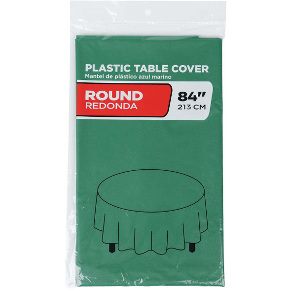 84 In. Hunter Green Round Plastic Table Cover WM00978987