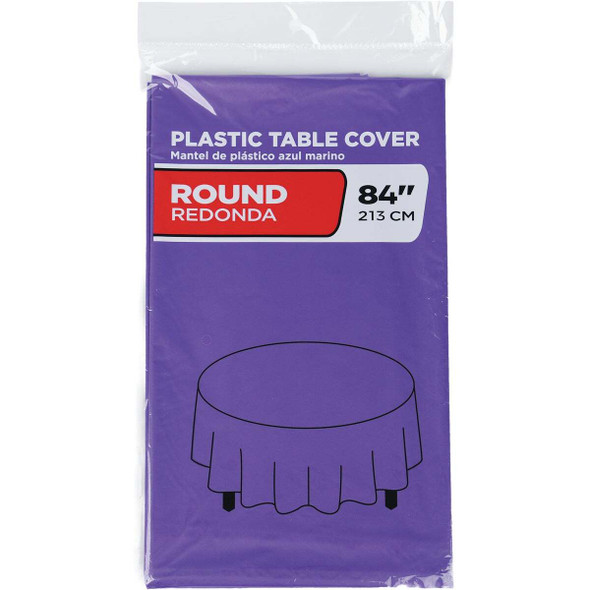 84 In. Purple Round Plastic Table Cover WM00980146