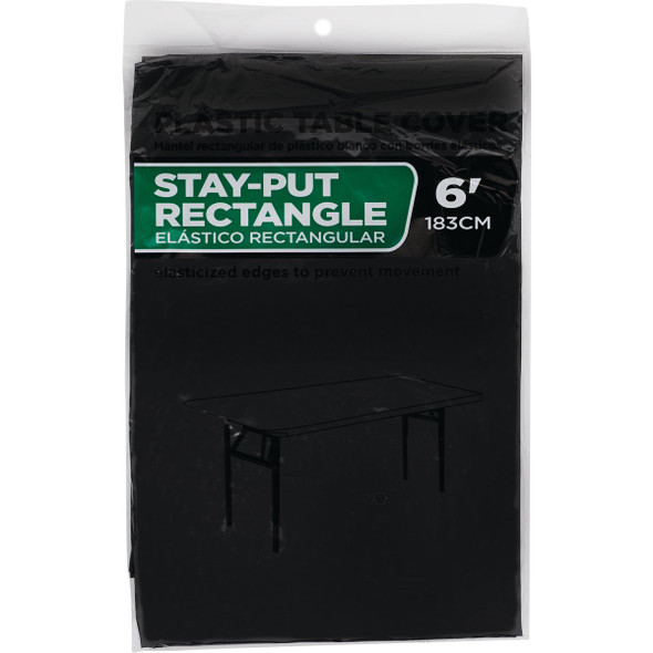 30 In. x 72 In. Black Stay-Put Fitted Rectangular Table Cover WM00984284
