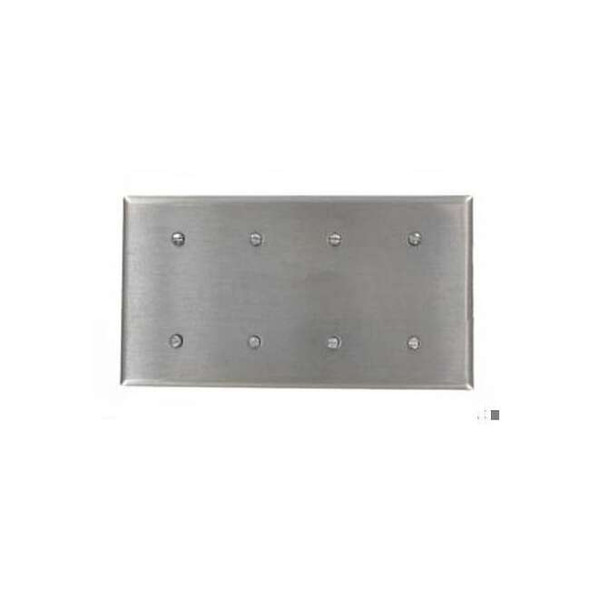 Leviton Blank Wall Plate, Number of Gangs: 4 Stainless Steel, Silver 84057-40