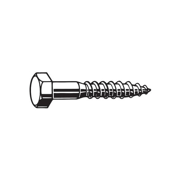 Lag Screw, 3/4 in, 7 in, Steel, Zinc Plated Hex External Hex Drive, 10 PK
