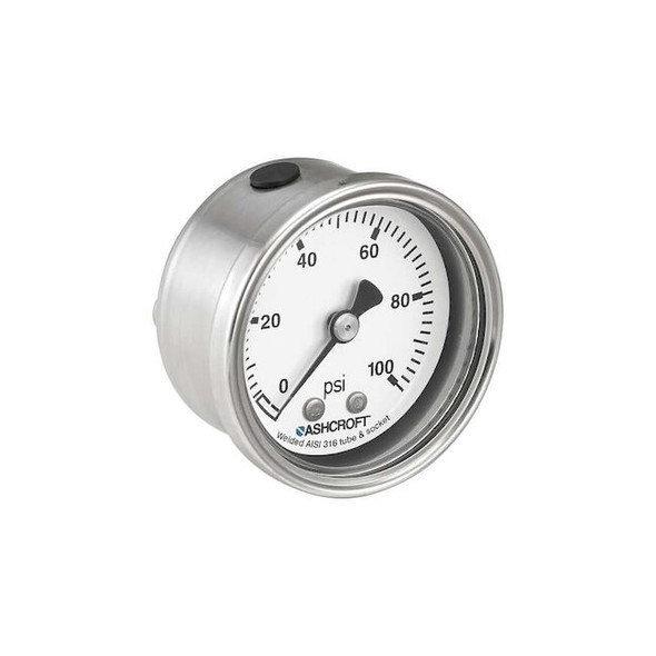 Pressure Gauge, 0 to 160 psi, 2 in Dial, 1/4 in NPT, Center Back Location